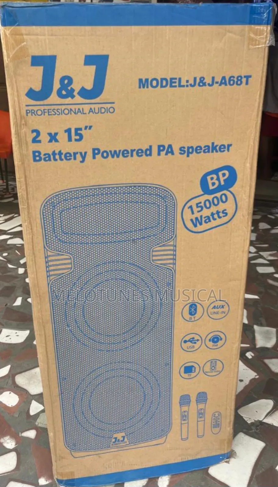 J J (Or Jac) 2x15" Battery Powered Bluetooth Speaker