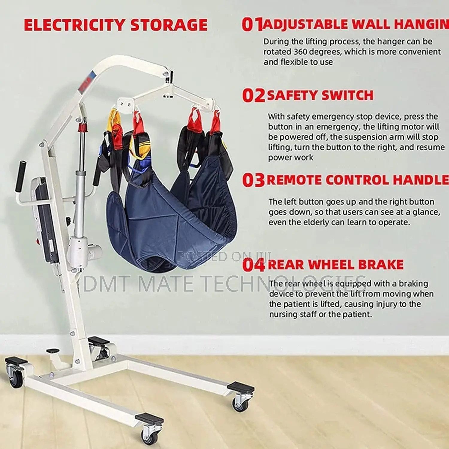 Patient Lift Hoist 280kg Capacity (Uk Standard)