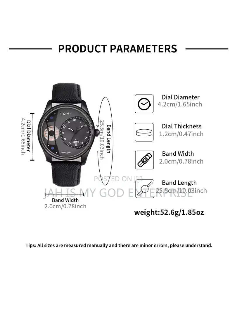 Tomi T105 Men's Quartz Watch Versatile Double Strap Detachable Watch