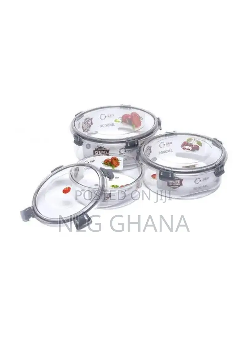 3pcs 1l/2l/3l Fresh Box Round Plastic Containers.