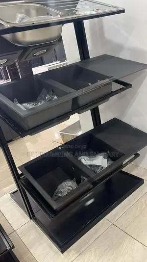 Double Bowl Sink Black(Two Bowl) With Arm(Complete)
