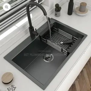 One Bowl Black Cabinet Sink With Pullout Tap(Complete)Cabinet Sink