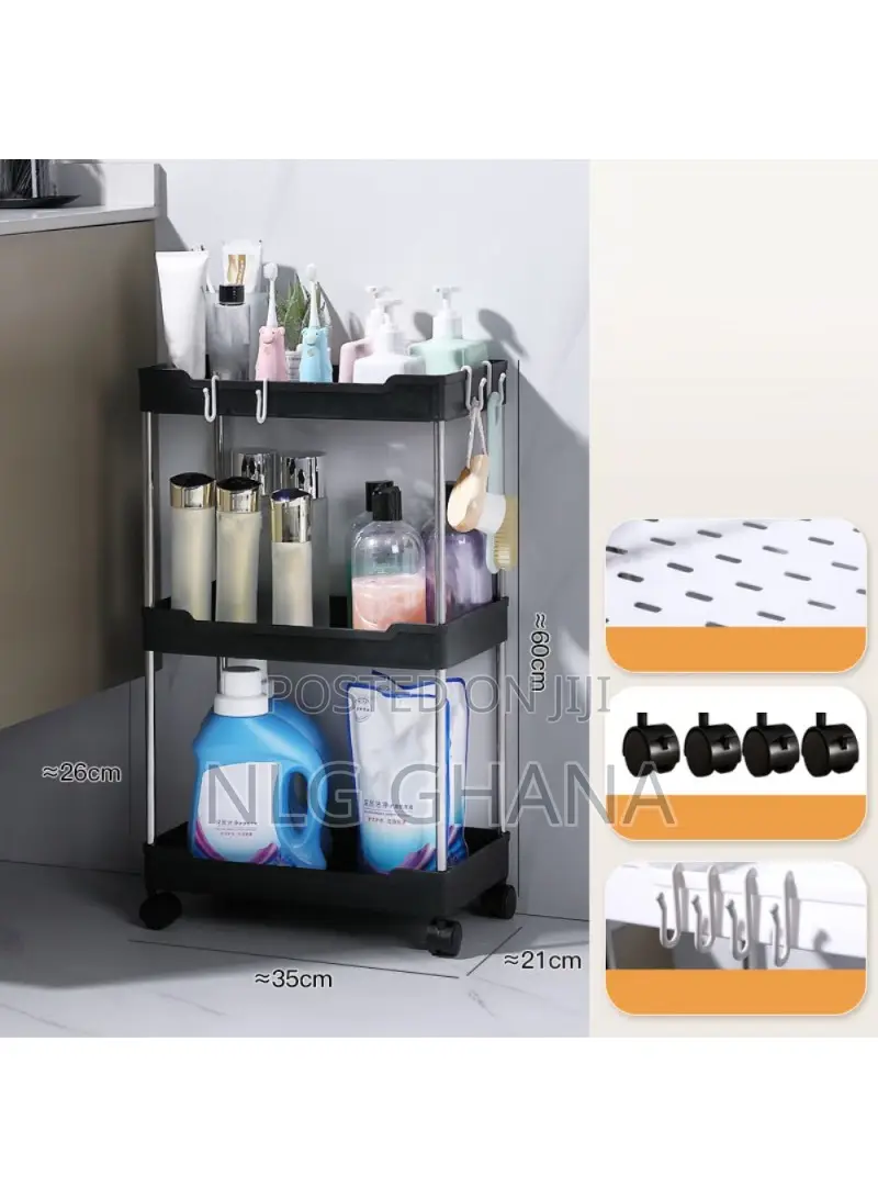 3-Layer Living Room Bathroom Home Mobile Trolley. Tvx25747