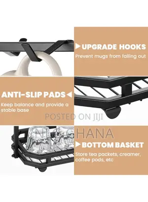 Coffee Mug Holder Rack 3-Tier Iron Storage. Tvx26015