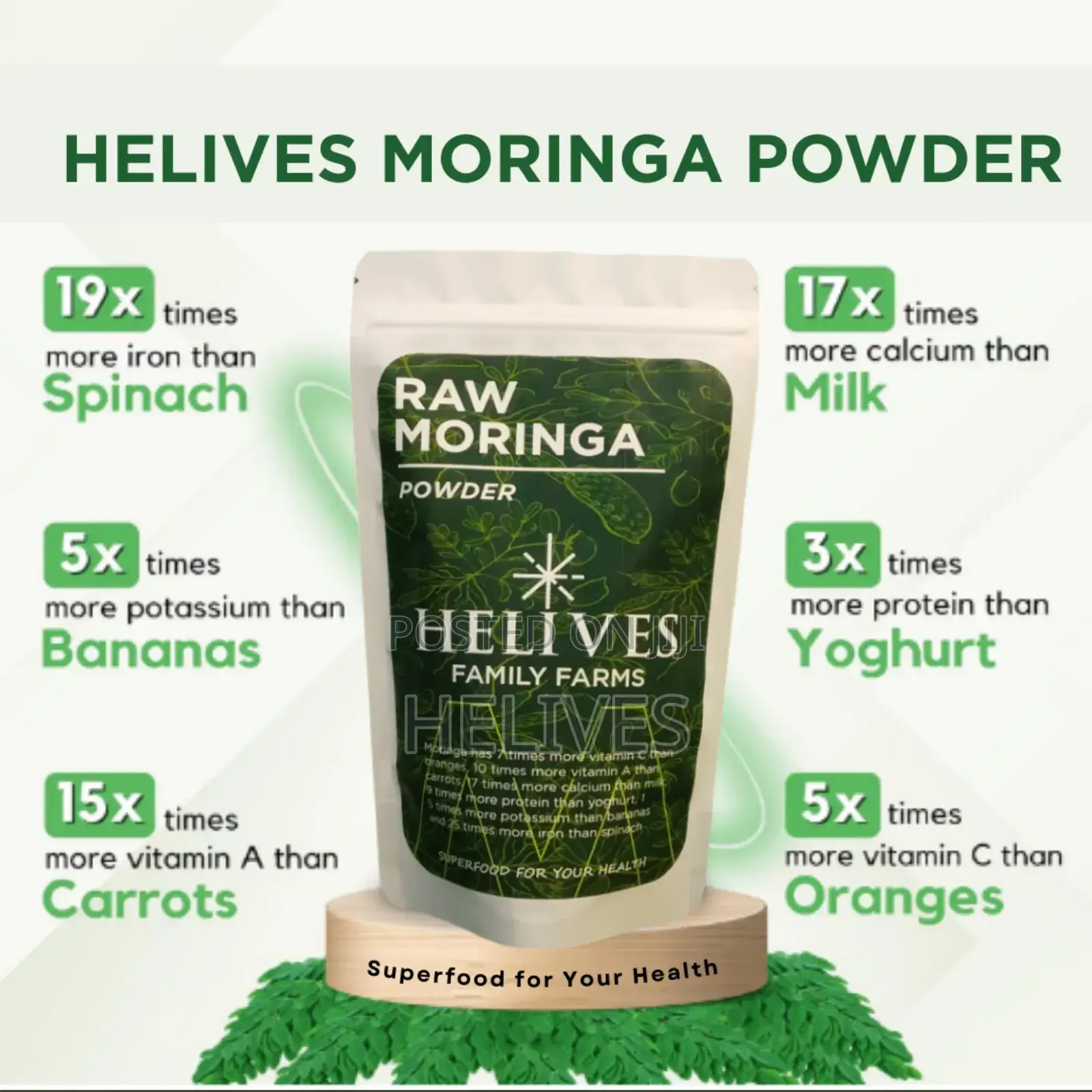 Raw Moringa Powder | Pure Organic | Helives | Fda Approved | 125g