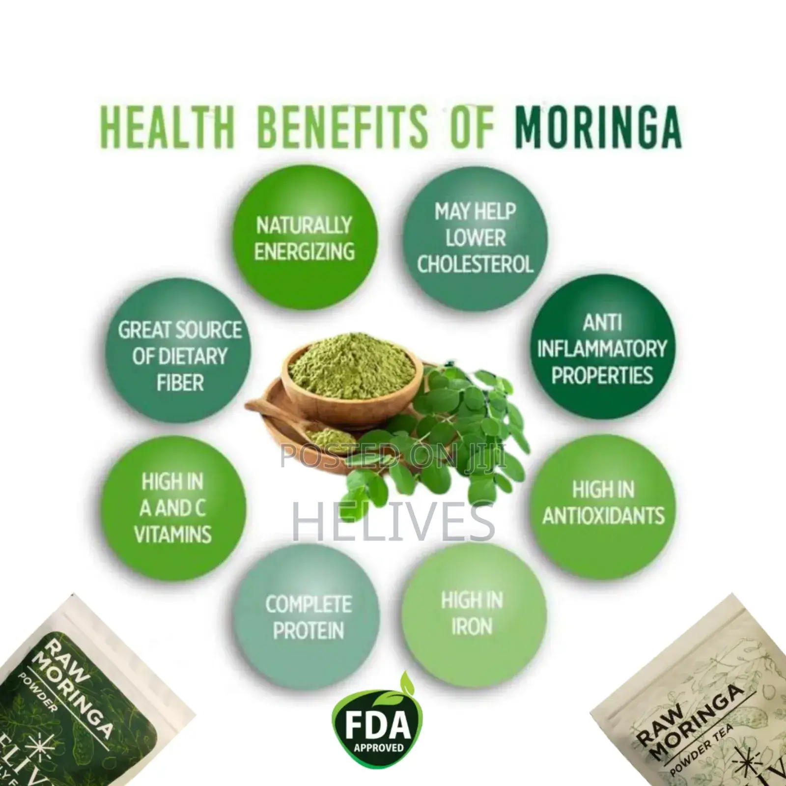 Raw Moringa Powder | Pure Organic | Helives | Fda Approved | 125g