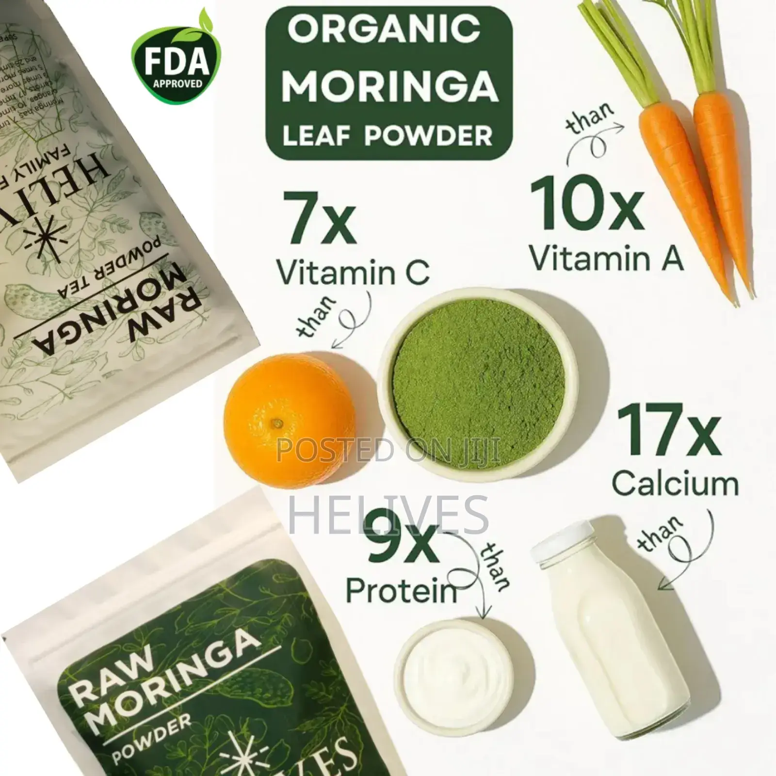 Raw Moringa Powder | Pure Organic | Helives | Fda Approved | 125g