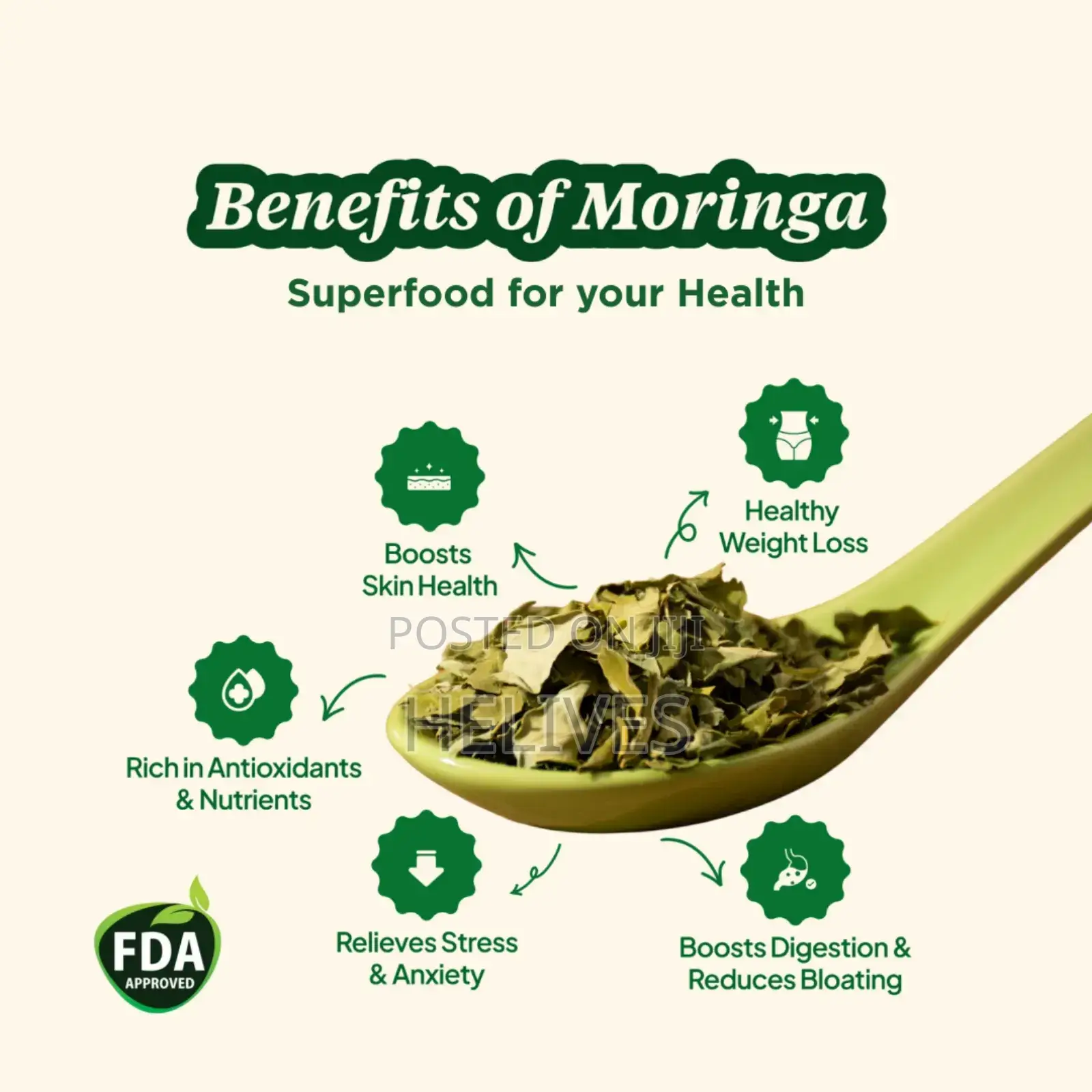 Raw Moringa Powder | Pure Organic | Helives | Fda Approved | 125g