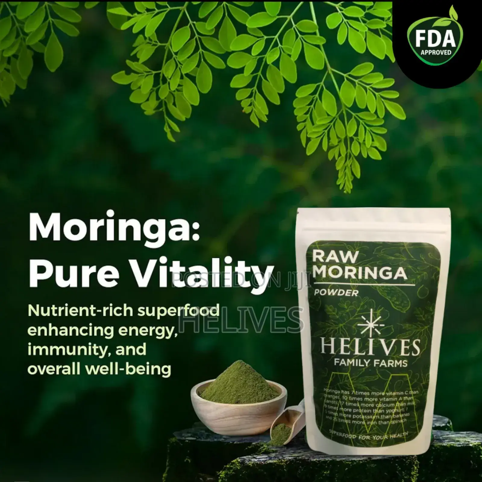 Raw Moringa Powder | Pure Organic | Helives | Fda Approved | 125g
