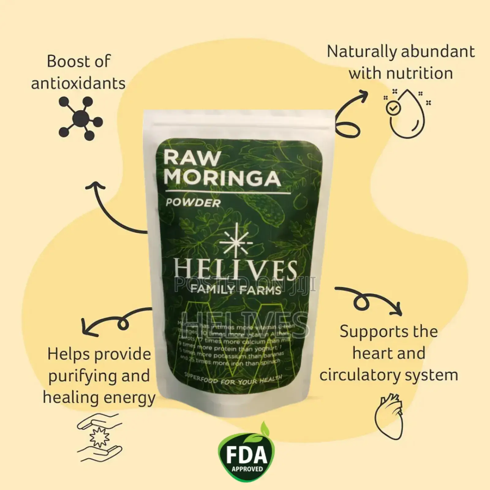 Raw Moringa Powder | Pure Organic | Helives | Fda Approved | 125g