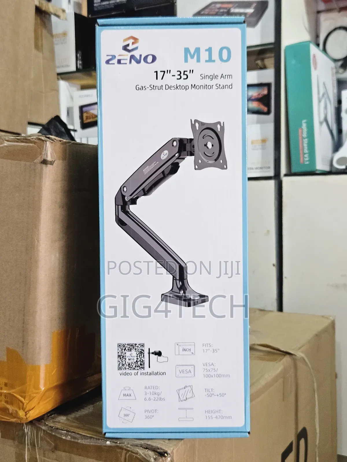 Zeno Single Arm Gas Strut Desktop Monitor Mount and Stand