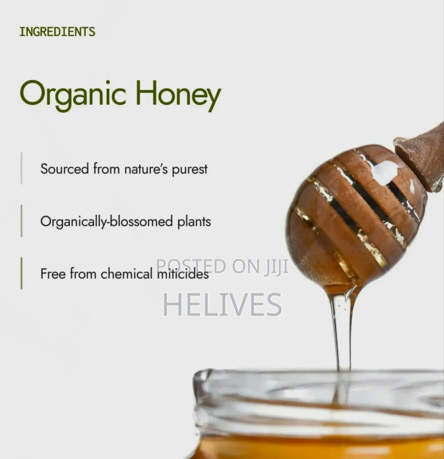 Helives Raw Honey 600ml |100% Organic Pure Natural | Fda Certified