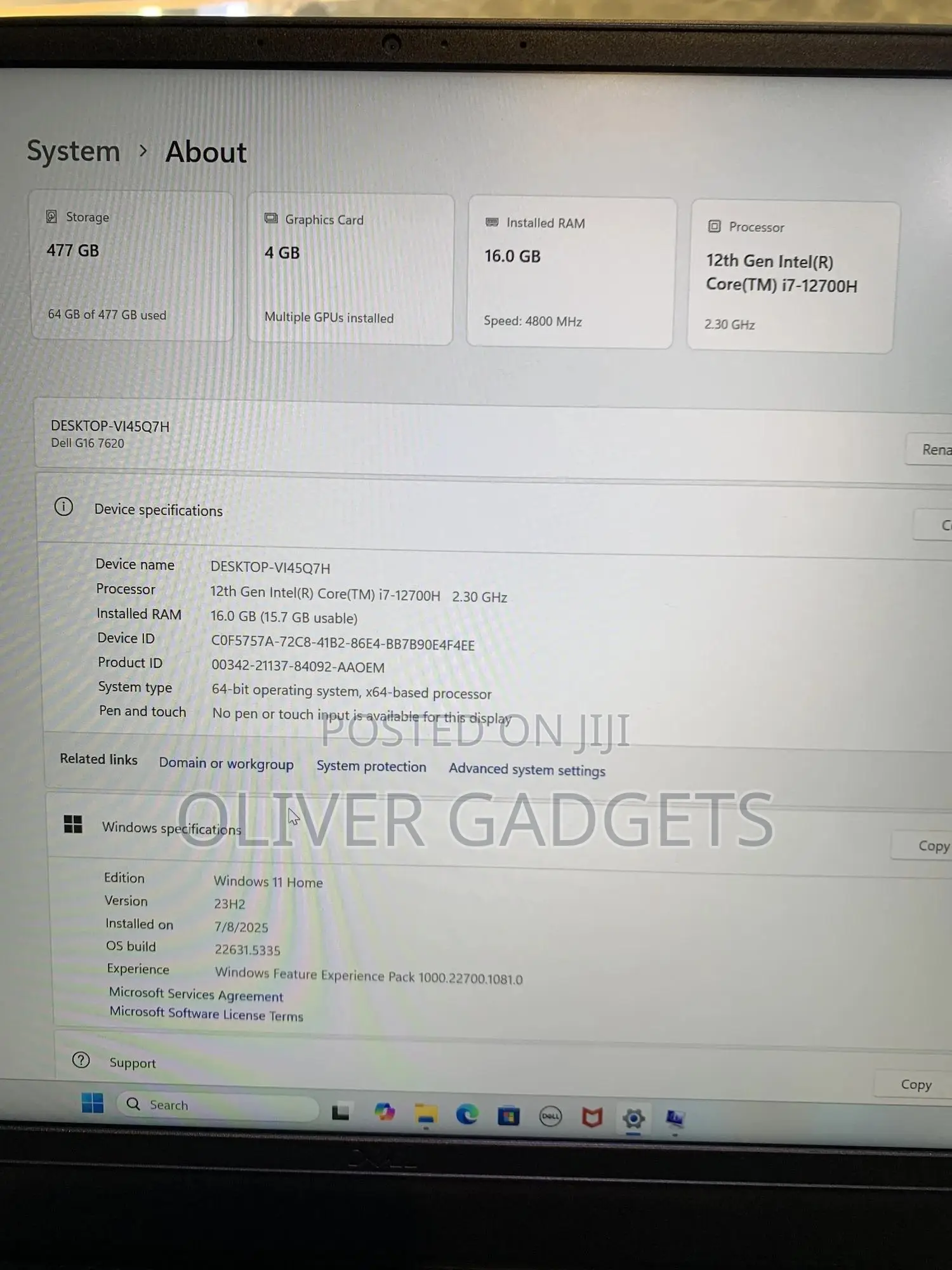 Laptop Dell G16 7620 16GB Intel Core i7 SSD 1T