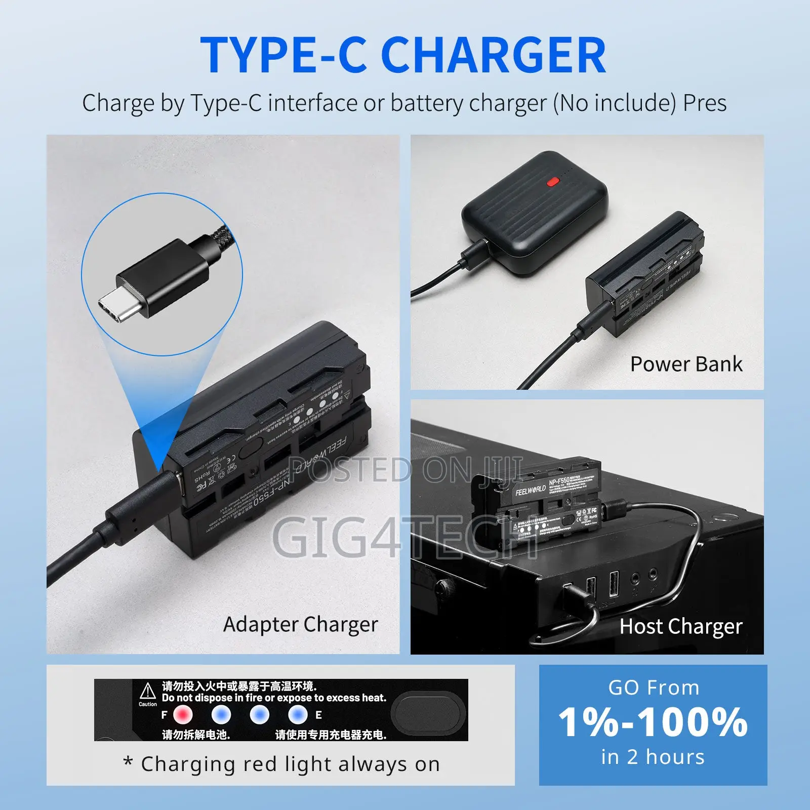 Feeworld Np-F550 2200mah Li-Ion Battery Usb-C Charging