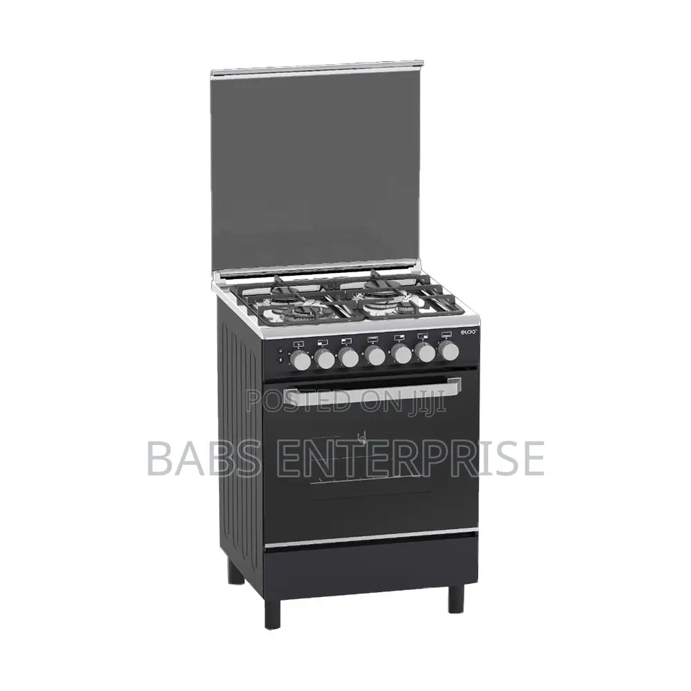 Eldo Gas Cooker 4 Burner 60x60cm Black Oven Grill Rotisserie