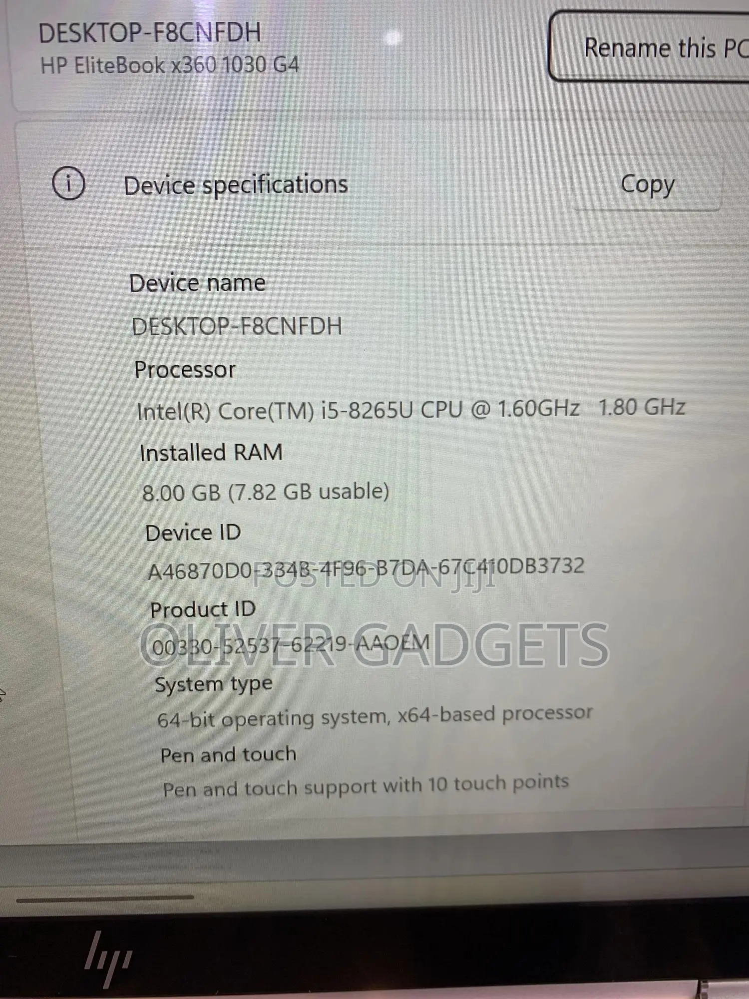 Laptop HP EliteBook X360 1030 G3 8GB Intel Core i5 SSD 256GB
