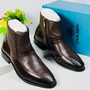 Steve Riot Coffee Leather Men Zip Boot
