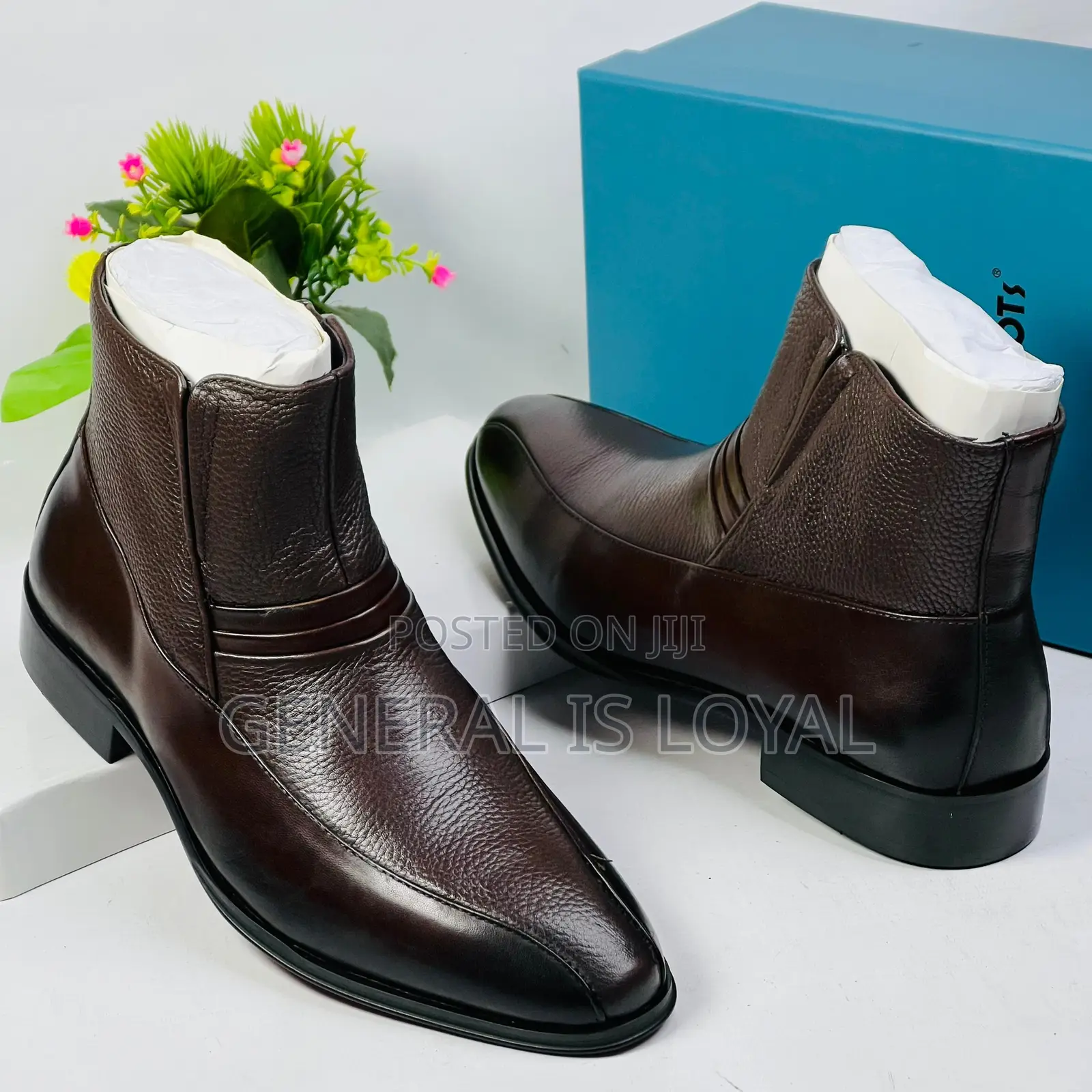 Steve Riot Coffee Leather Men Zip Boot
