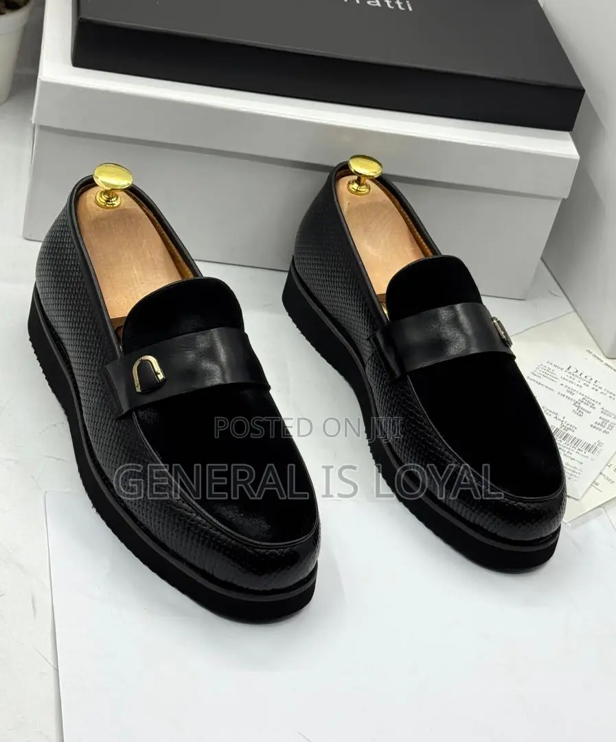 Dino Verratti Black Leather Suede Men Loafers Shoe