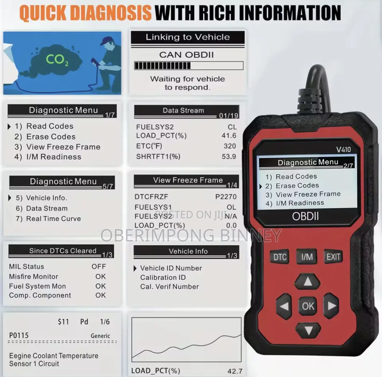 Scanner Code Reader Car Diagnostic Tool Engine Fault Code Reader