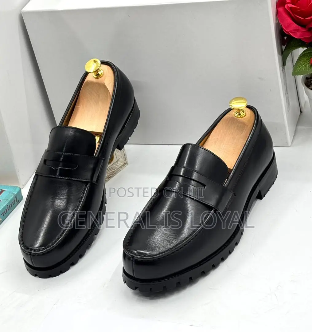 Rossi Black Men Leather High Sole Shoe