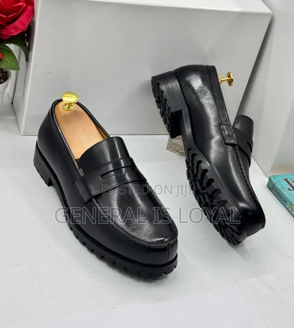 Rossi Black Men Leather High Sole Shoe