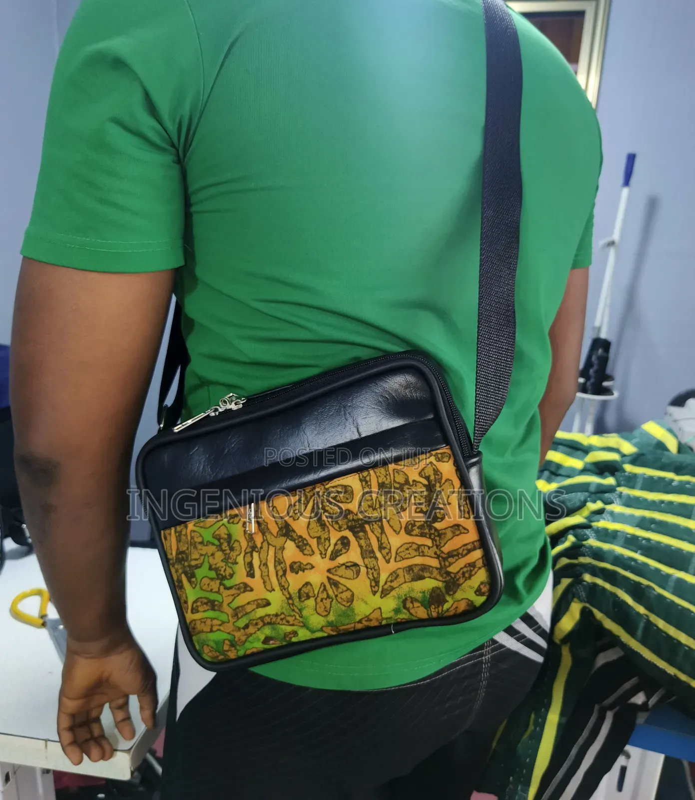 Leather/African Print Side Bags