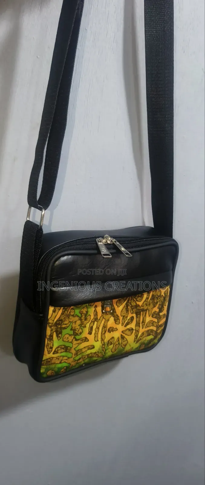 Leather/African Print Side Bags
