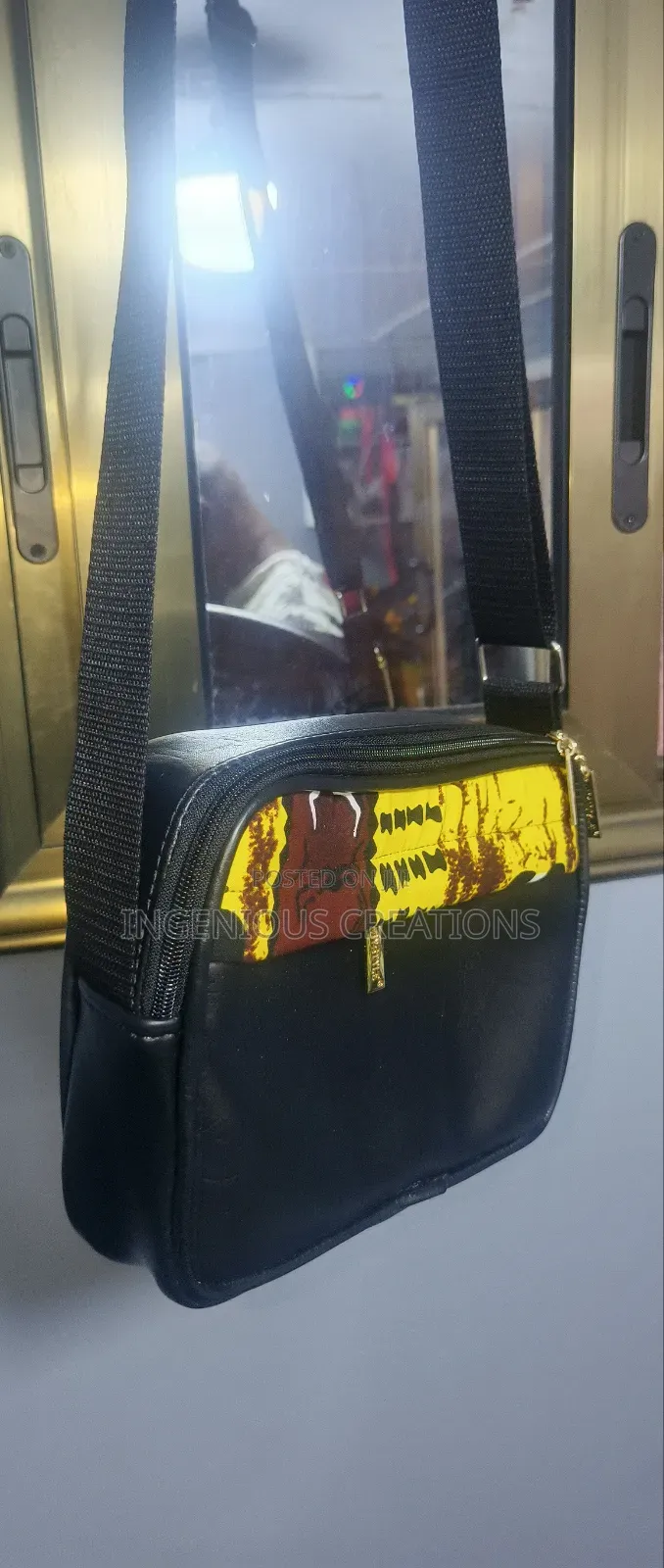 Leather/African Print Side Bags