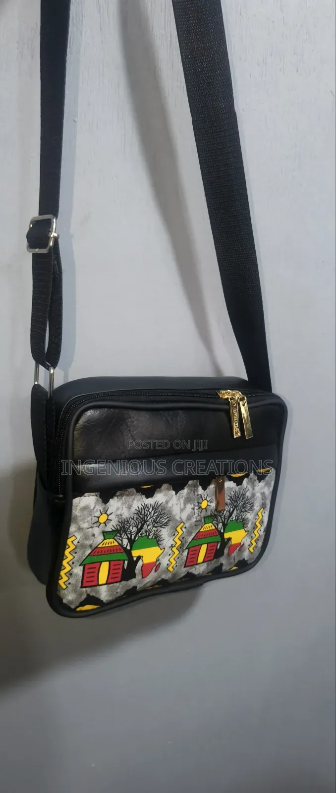 Leather/African Print Side Bags