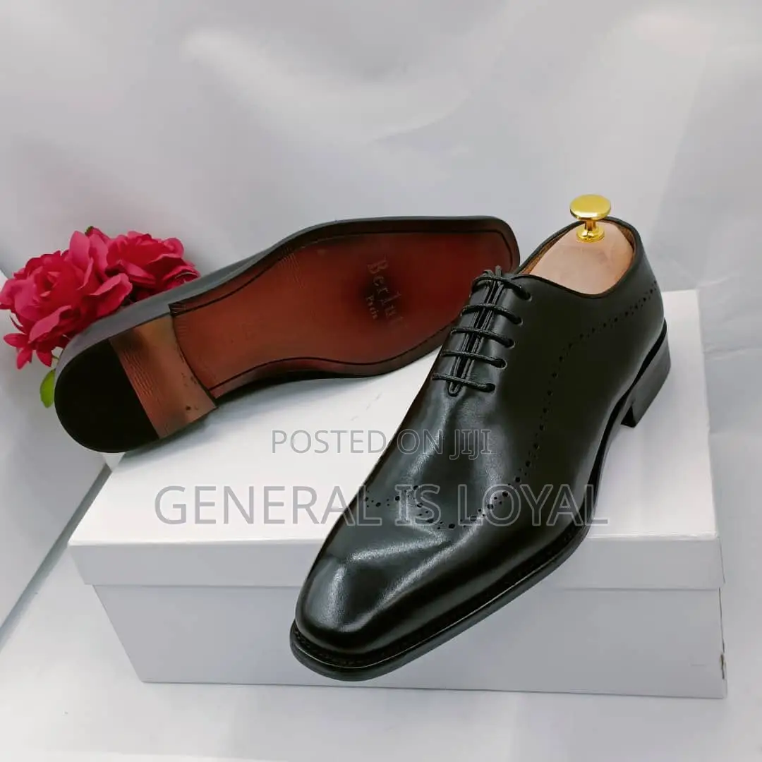 Berluti Black Leather Men Shoe