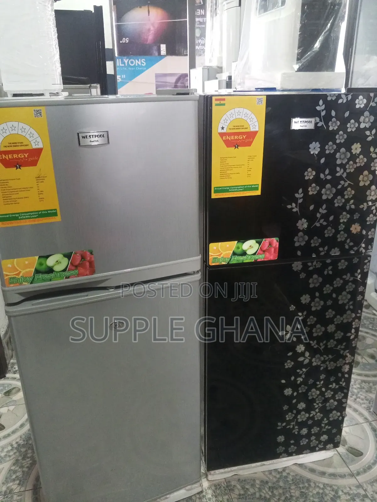 Black Beauty Double Door Westpool Fridge 108l