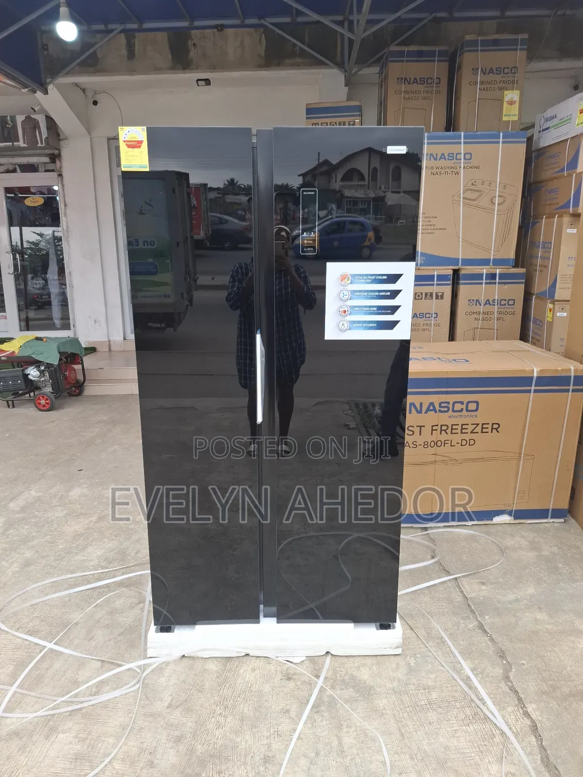 Black Mirror Side by Side Pearl Fridge 521litres