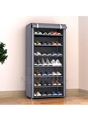 7-Shelves Fabric Polypropylene Metal Shoe Cabinet. Ghx6105