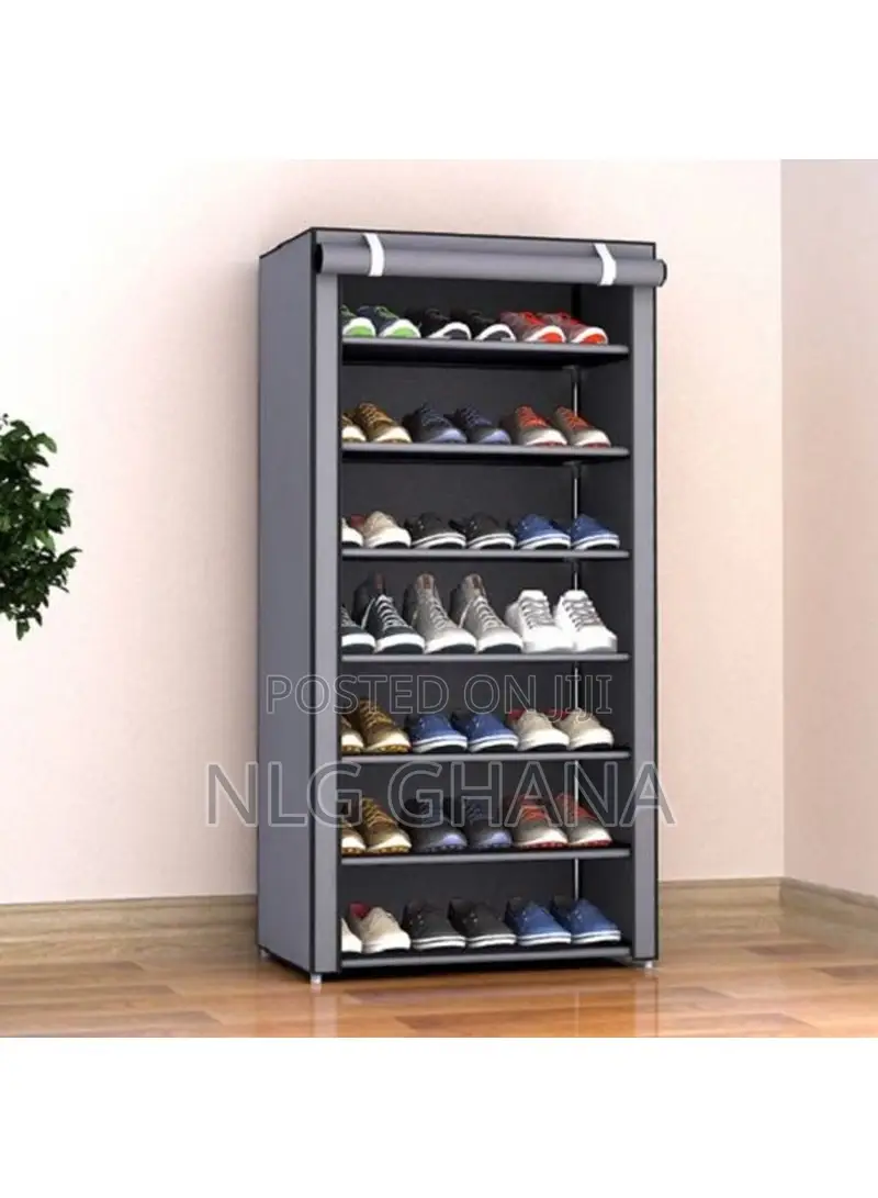 7-Shelves Fabric Polypropylene Metal Shoe Cabinet. Ghx6105