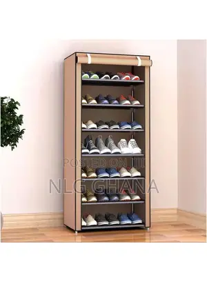 7-Shelves Fabric Polypropylene Metal Shoe Cabinet. Ghx6105