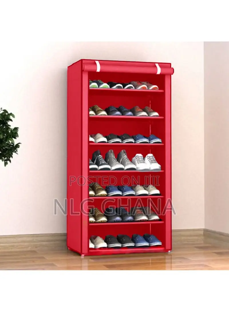 7-Shelves Fabric Polypropylene Metal Shoe Cabinet. Ghx6105