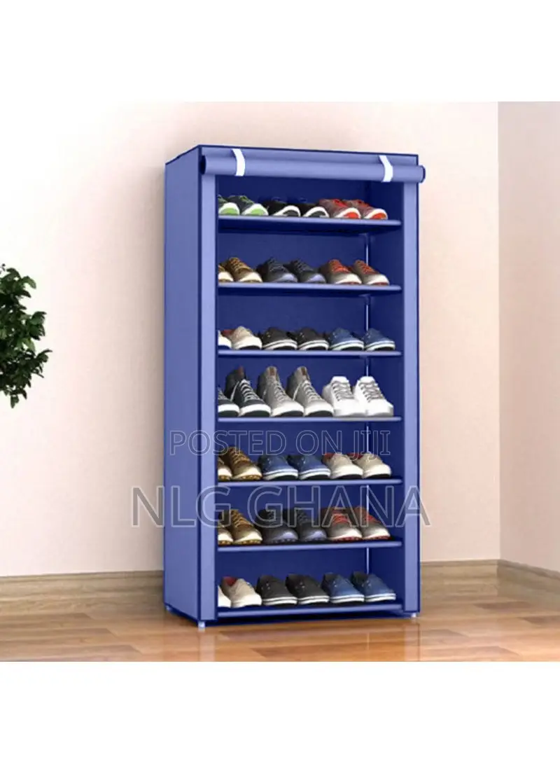 7-Shelves Fabric Polypropylene Metal Shoe Cabinet. Ghx6105