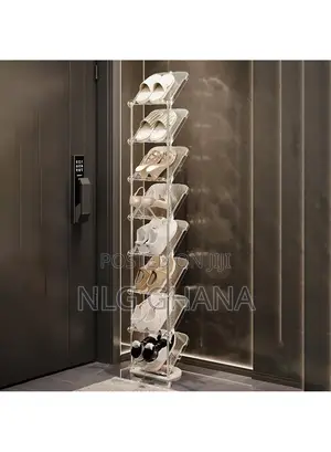 8 Tier Pp + Stainless Steel Pipe Narrow Shoe Rack. Tvx28447