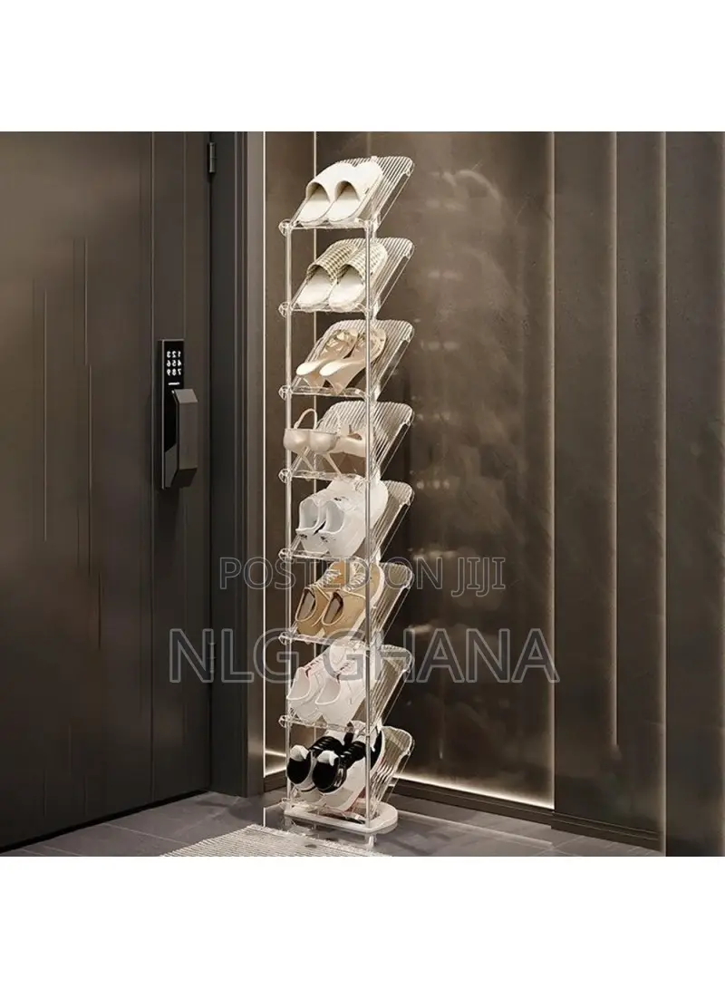 8 Tier Pp + Stainless Steel Pipe Narrow Shoe Rack. Tvx28447