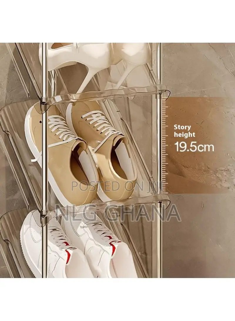 8 Tier Pp + Stainless Steel Pipe Narrow Shoe Rack. Tvx28447