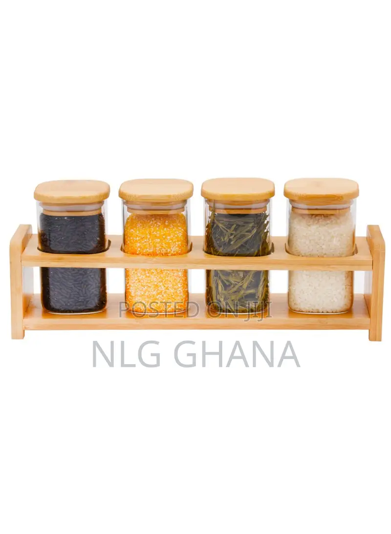 4-Pieces 260 Ml Glass Seasoning Jar With Bamboo. Ghx6529