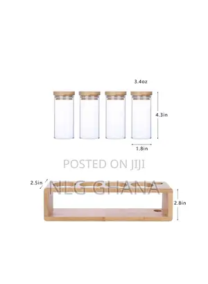 4-Pieces 260 Ml Glass Seasoning Jar With Bamboo. Ghx6529