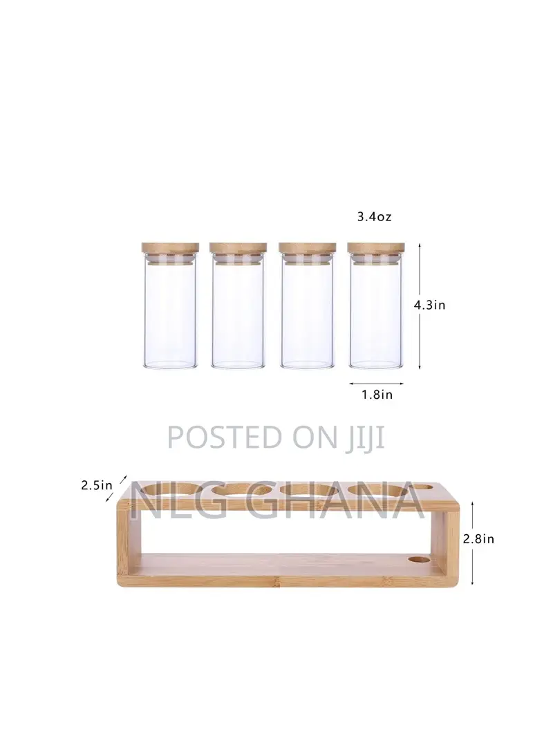 4-Pieces 260 Ml Glass Seasoning Jar With Bamboo. Ghx6529