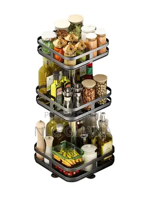 3-Layer Square Rotatable Spice Rack Jar Bottle. Ghx3633