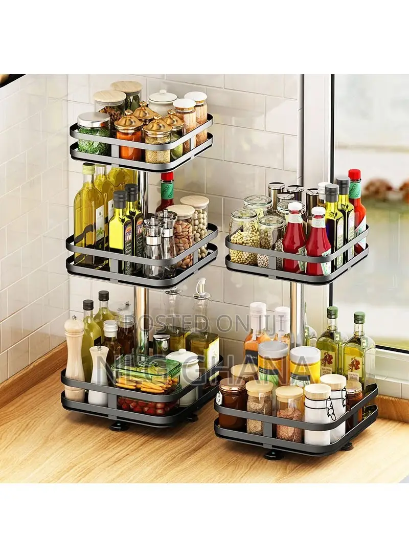 3-Layer Square Rotatable Spice Rack Jar Bottle. Ghx3633