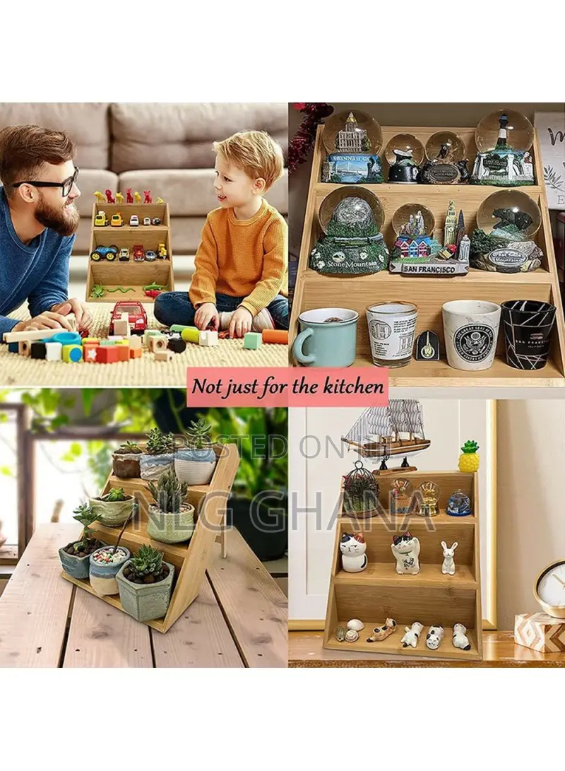 3-Tier Kitchen Counter Organizer Bamboo Wood. Tvx25288