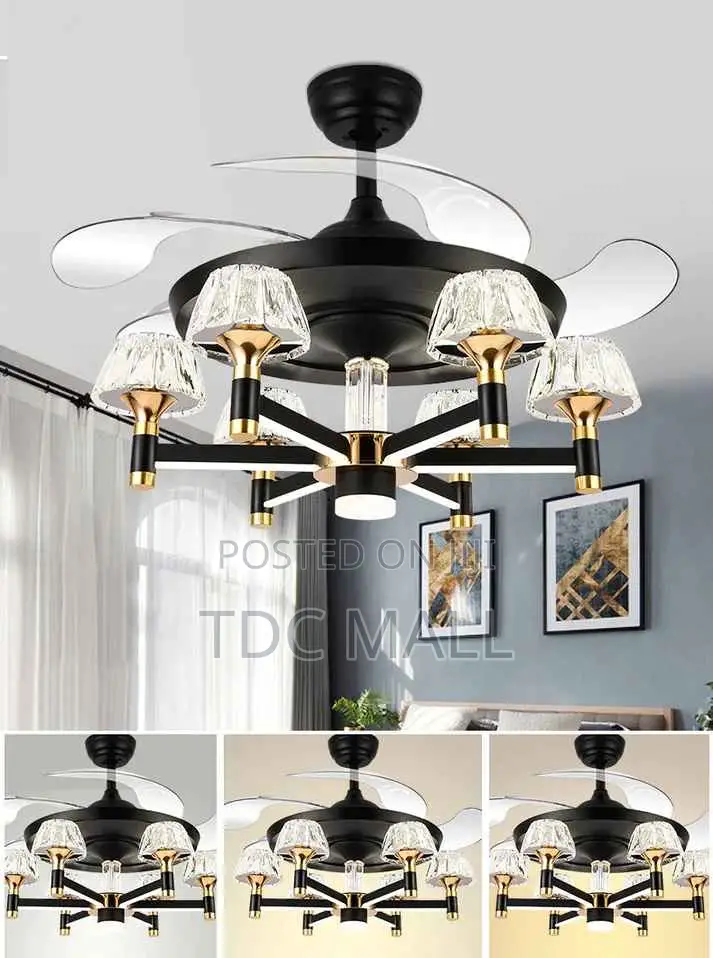 Luxury Crystal Ceiling Fanlight With Remote