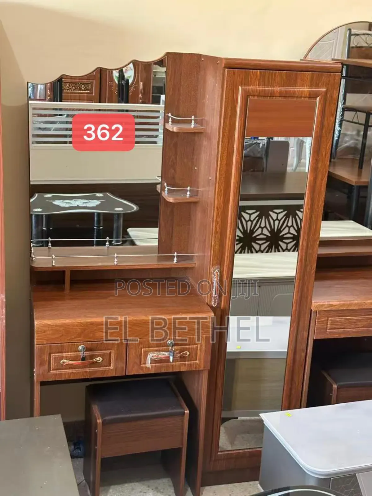 Dressing Mirror With Side Wardrobe for Storage Rooms