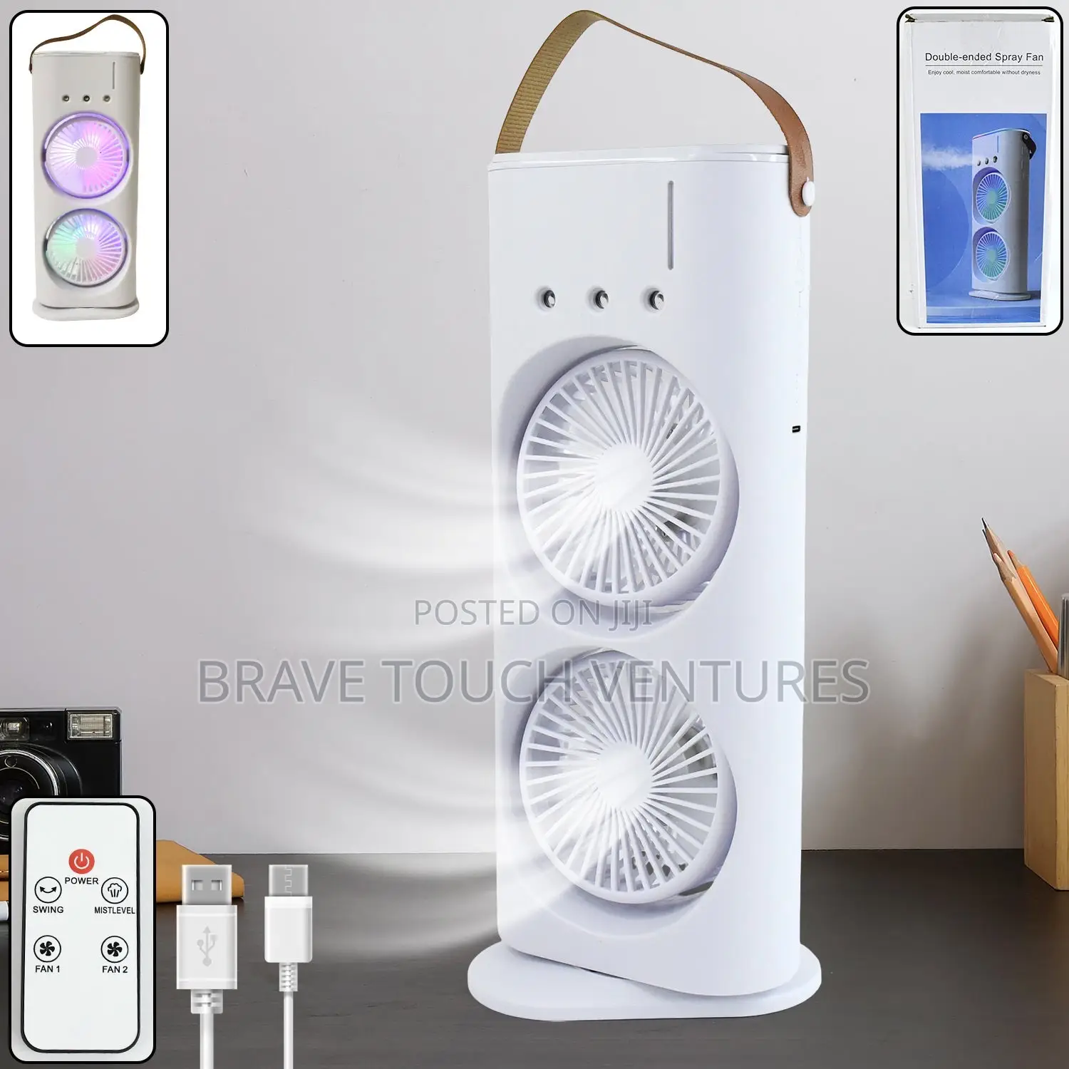 Powerful Desktop Rechargeable Double-headed Air Cooler